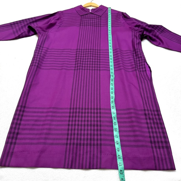 Nina Ricci Paris Vintage Dress Size 46 US approximately XL side pockets plaid - Picture 7 of 12